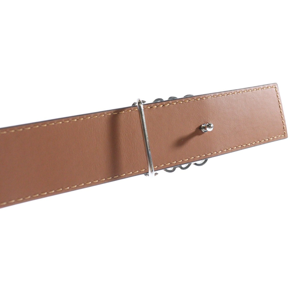 LOEWE(ロエベ) リバーシブル アナグラムベルト ブラウン×ブラック シルバー金具 レザー #36/90