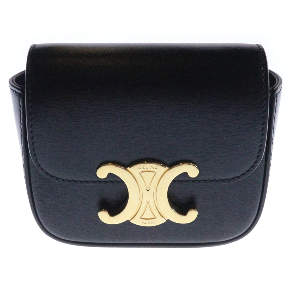 CELINE(セリーヌ) トリオンフ ミニ クロード ショルダーバッグ ポシェット ゴールド金具 ブラック レザー