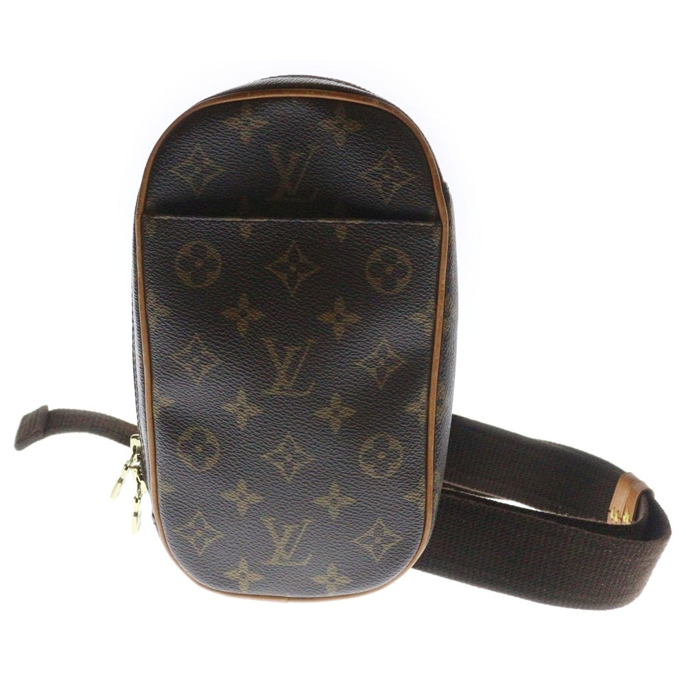 LOUIS VUITTON(ルイヴィトン) モノグラム ポシェット ウエストバッグ ボディバッグ ブラウン ゴールド金具 レザーガンジュ M51870