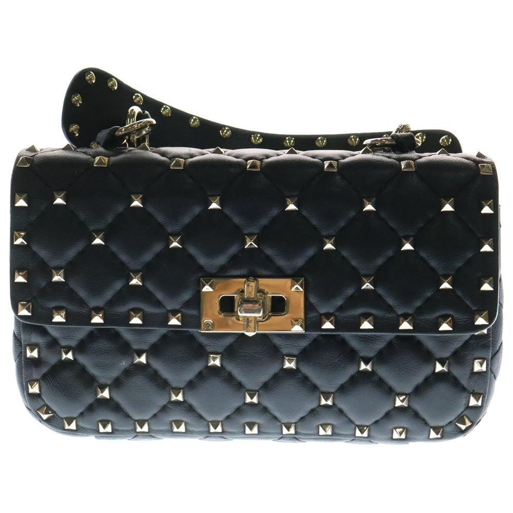 VALENTINO(ヴァレンティノ) ガラヴァーニ 2WAYバッグ ハンドバッグ ミニバッグ チェーンショルダーバッグ スタッズ レザー ブラック ゴールド金具