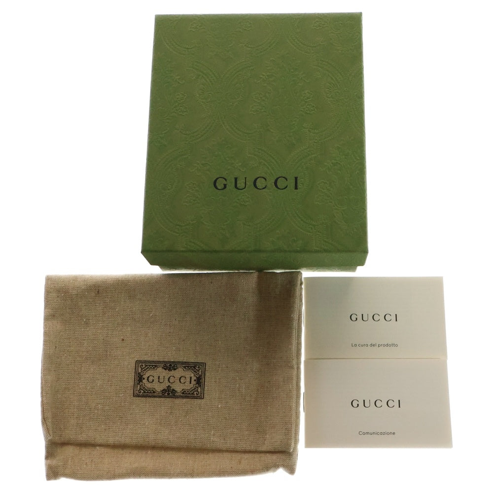 GUCCI(グッチ) 三つ折り財布 GGマーモント GGスプリーム 三つ折り財布 コンパクトウォレット コインケース ブラック×ベージュ ゴールド金具 レザー×PVC 598587