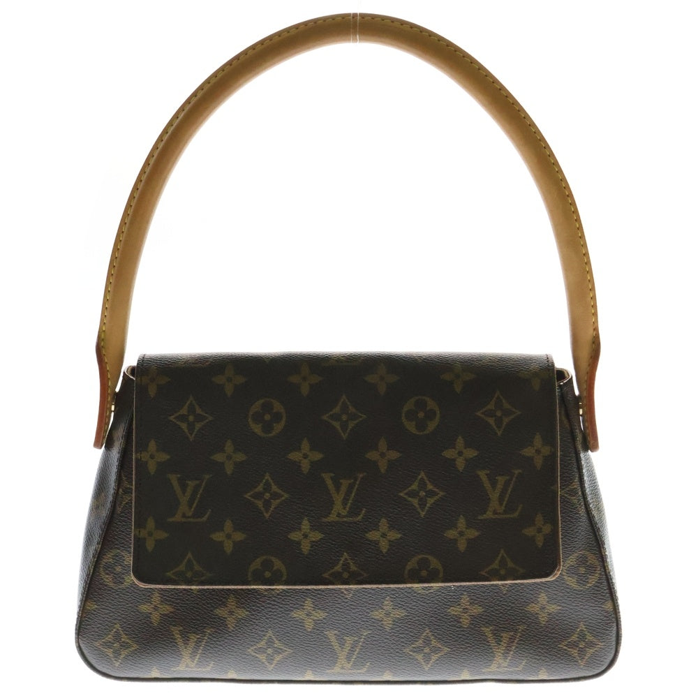 LOUIS VUITTON(ルイヴィトン) モノグラム ミニルーピング ハンドバッグ ワンショルダーバッグ ブラウン ゴールド金具 レザー×PVC M51147