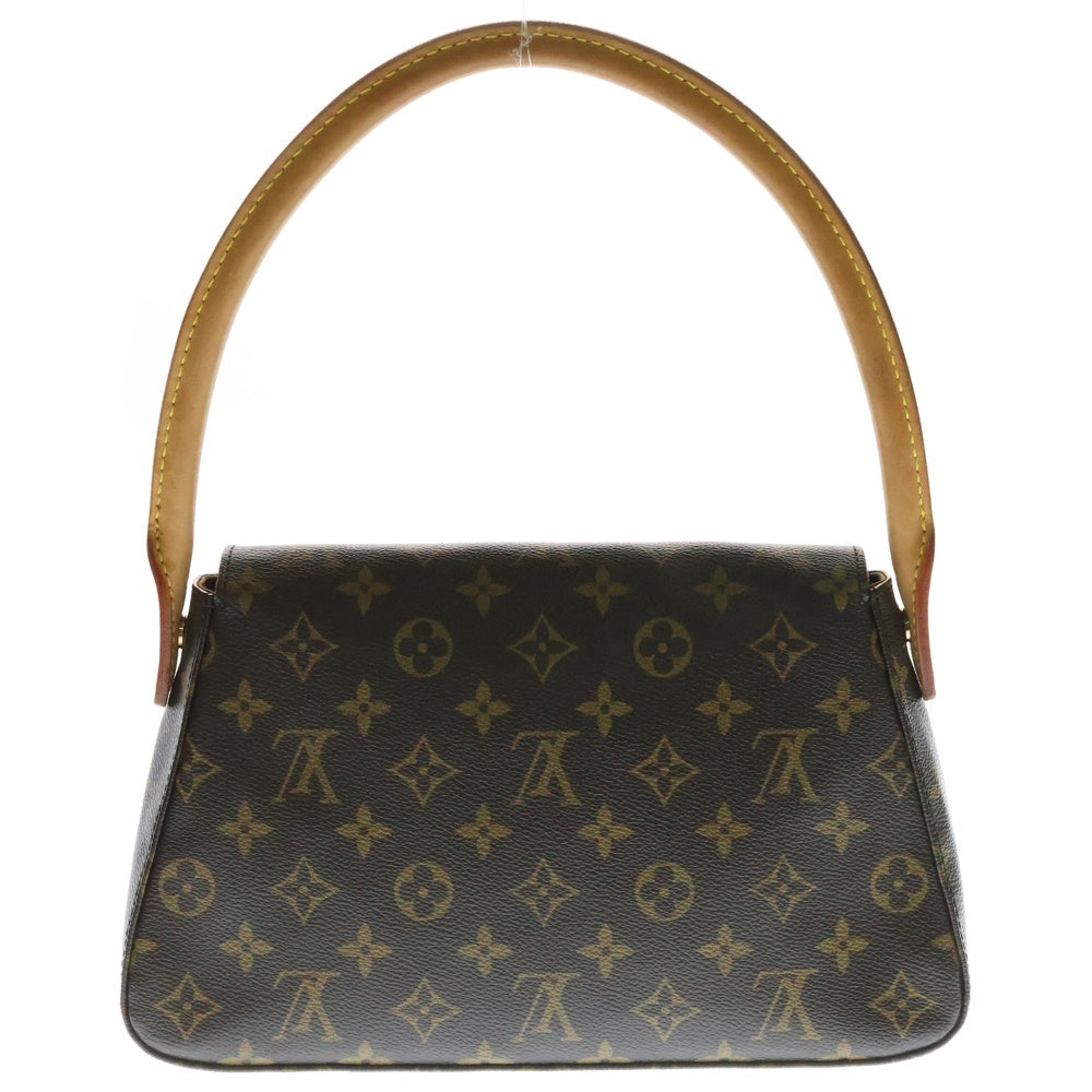 LOUIS VUITTON(ルイヴィトン) モノグラム ミニルーピング ハンドバッグ ワンショルダーバッグ ブラウン ゴールド金具 レザー×PVC M51147