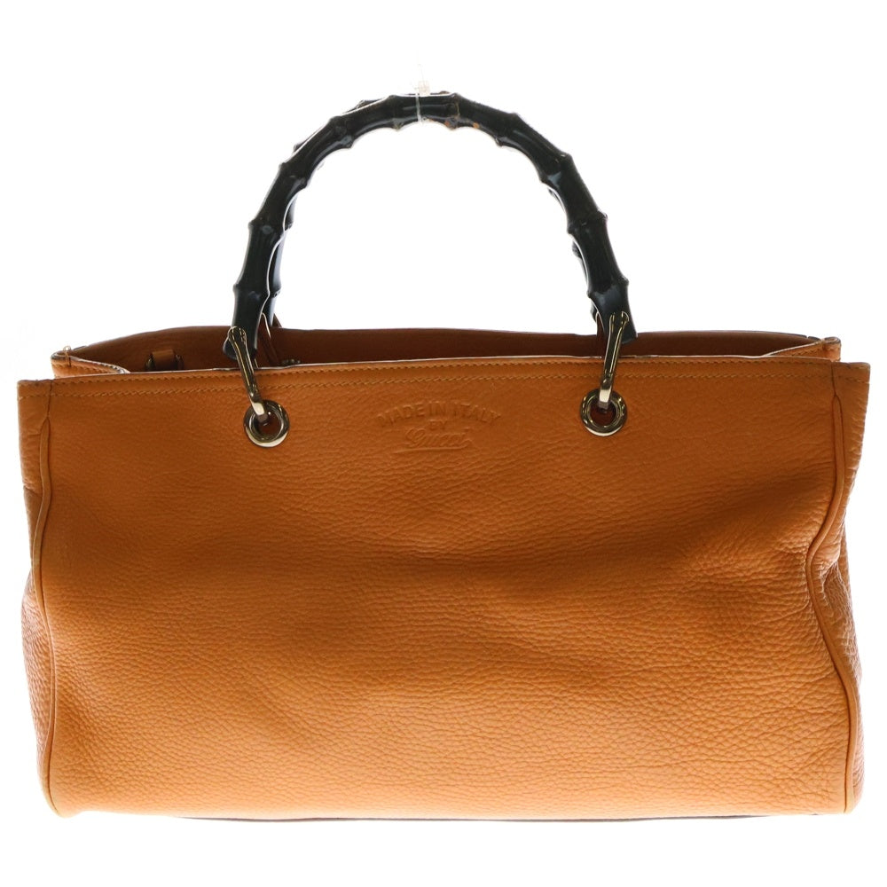 GUCCI(グッチ) バンブー 2WAYバッグ トートバッグ ハンドバッグ ショルダーバッグ ブラウン金具 レザー オレンジ 323660