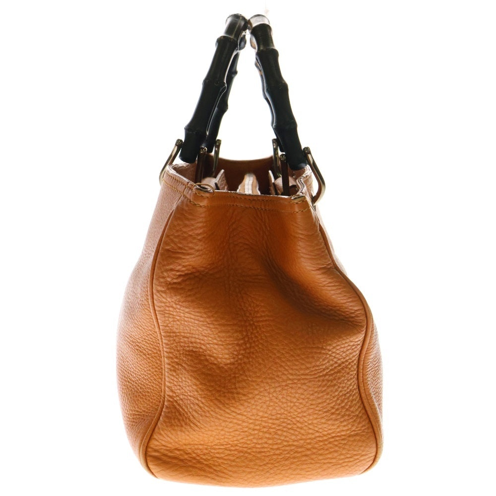 GUCCI(グッチ) バンブー 2WAYバッグ トートバッグ ハンドバッグ ショルダーバッグ ブラウン金具 レザー オレンジ 323660