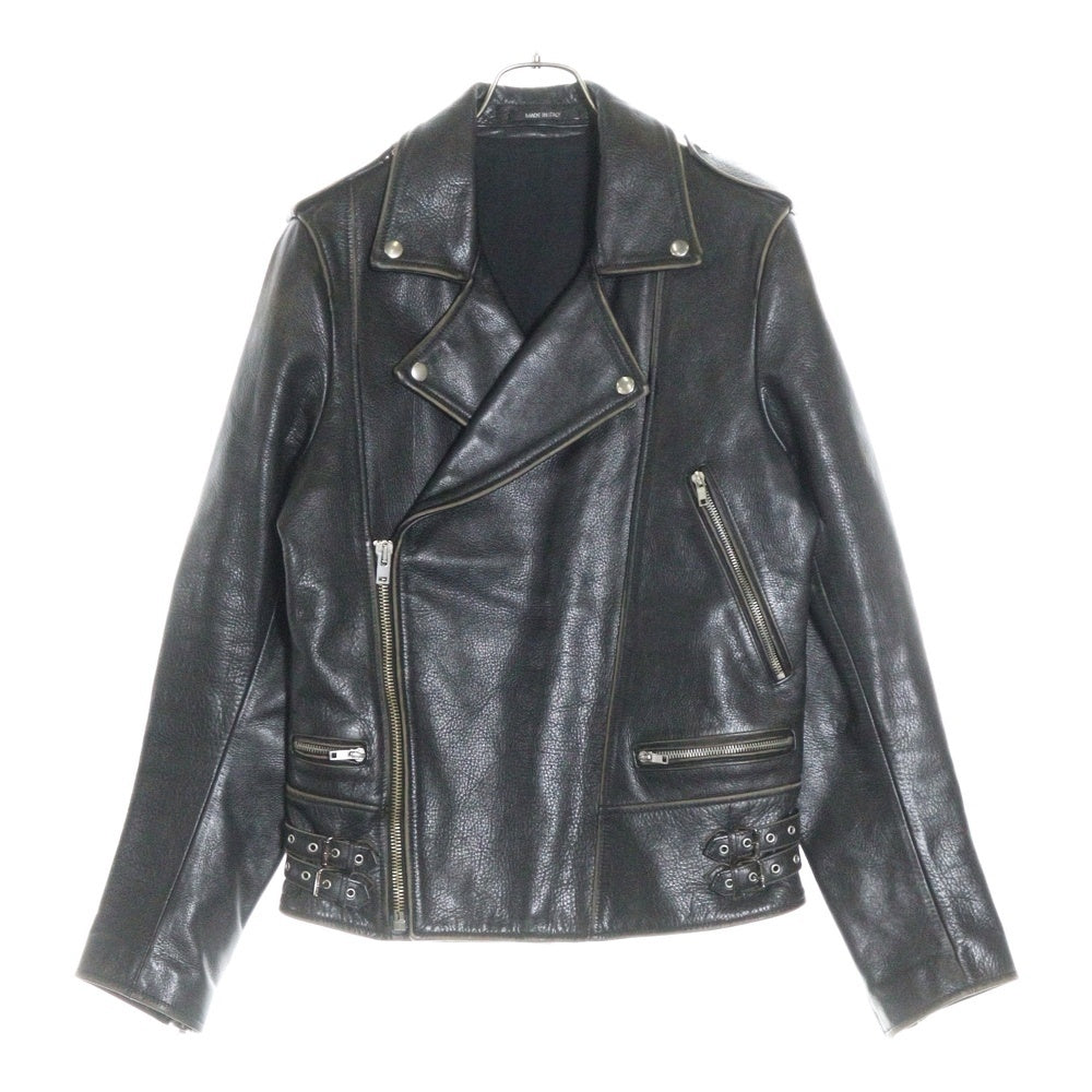 Maison Margiela 0(メゾンマルジェラ) 13AW ユーズド加工 カーフレザー ダブル ライダースジャケット ブラック S30AM0254 SX8115