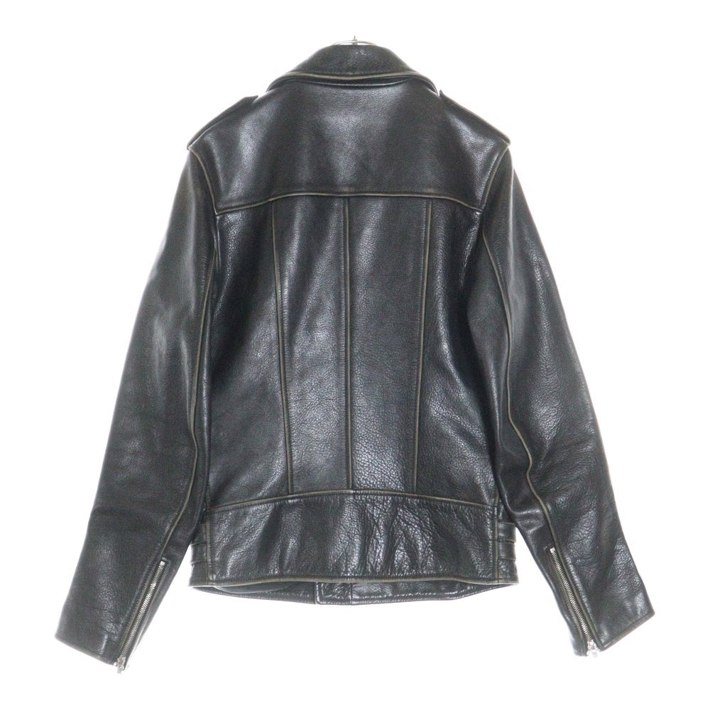 Maison Margiela 0(メゾンマルジェラ) 13AW ユーズド加工 カーフレザー ダブル ライダースジャケット ブラック S30AM0254 SX8115