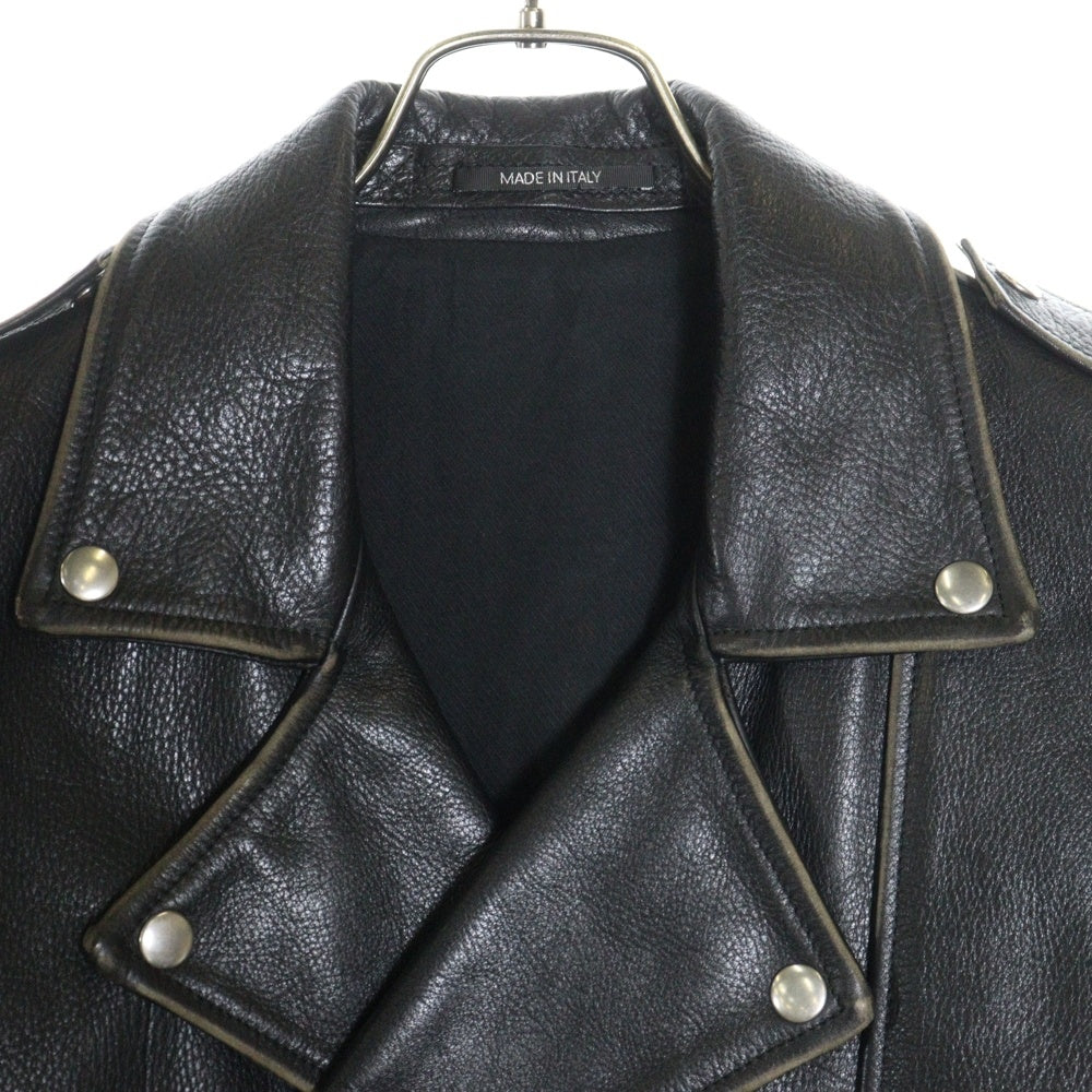 Maison Margiela 0(メゾンマルジェラ) 13AW ユーズド加工 カーフレザー ダブル ライダースジャケット ブラック S30AM0254 SX8115