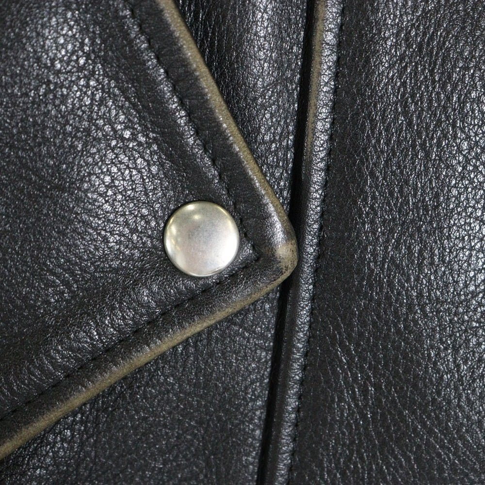 Maison Margiela 0(メゾンマルジェラ) 13AW ユーズド加工 カーフレザー ダブル ライダースジャケット ブラック S30AM0254 SX8115