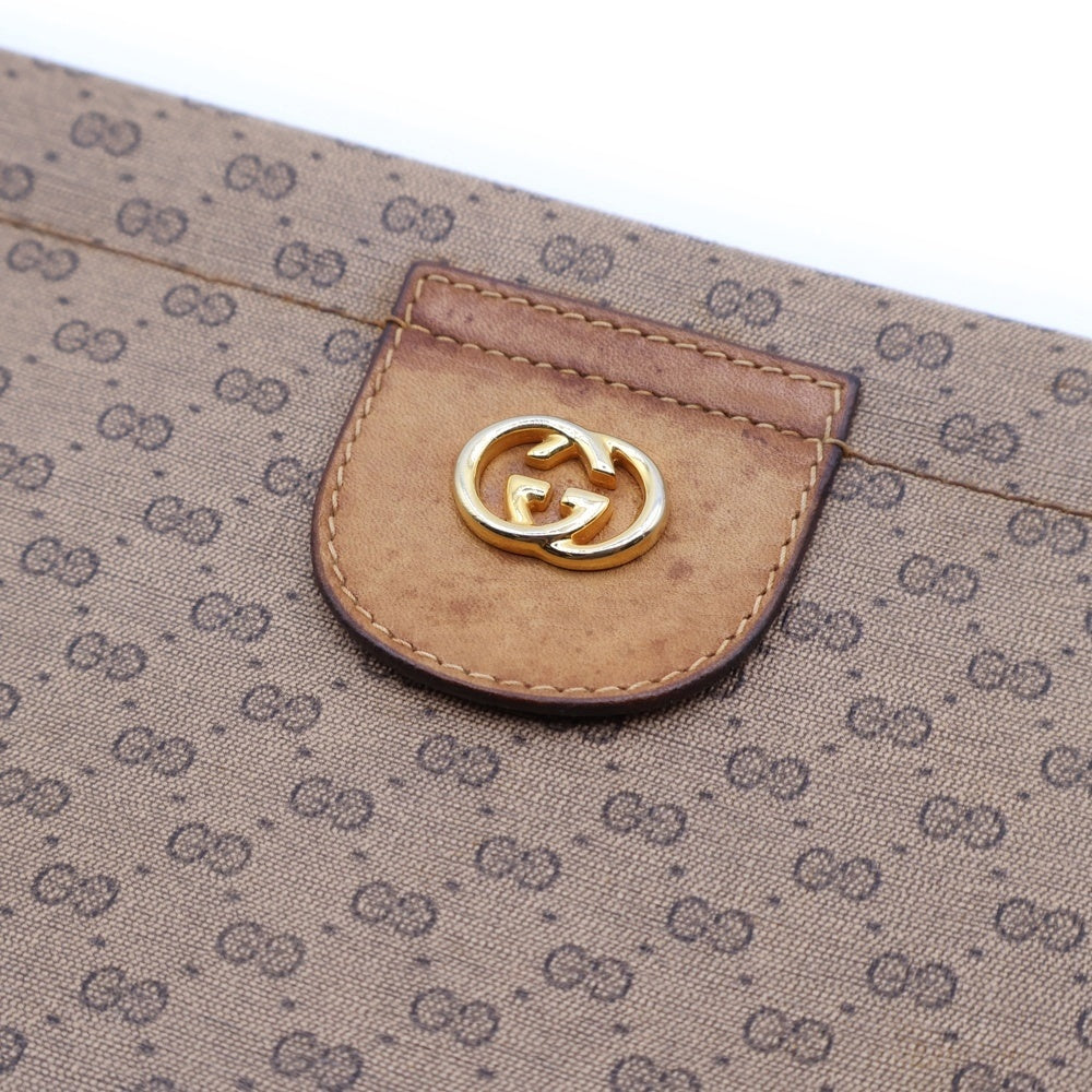 GUCCI(グッチ) GG クラッチバッグ セカンドバッグ ケース ブラウン レザー PVC ゴールド金具