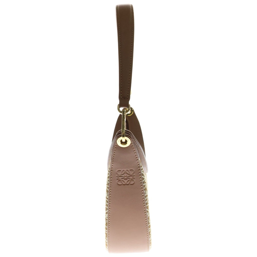 LOEWE(ロエベ) ルナミニ ショルダーバッグ ハンドバッグ アナグラム ブラウン レザー キャンバス