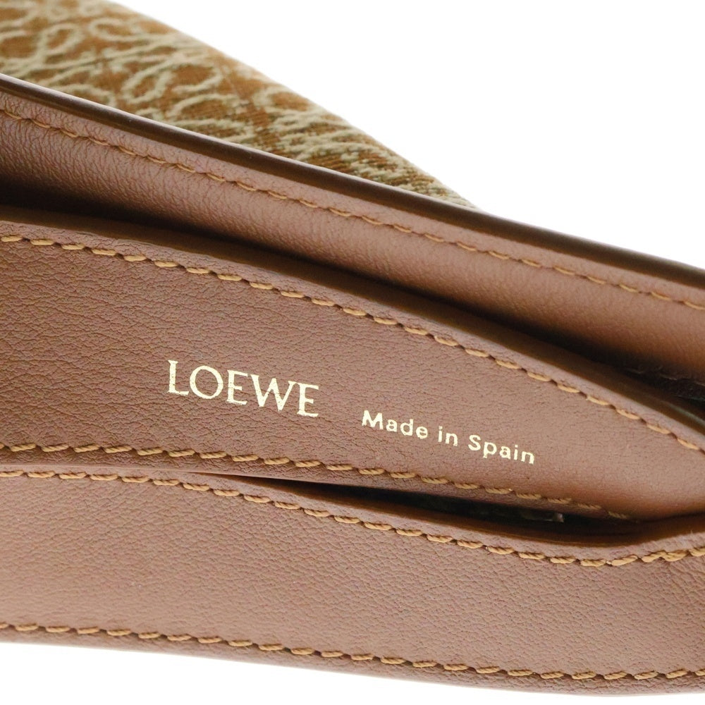 LOEWE(ロエベ) ルナミニ ショルダーバッグ ハンドバッグ アナグラム ブラウン レザー キャンバス