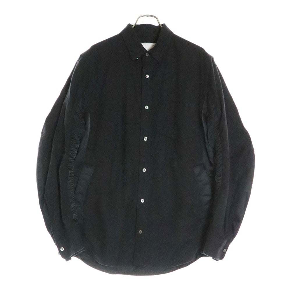Sacai(サカイ) 20SS Nylon Twill Cotton Shirt ナイロンツイル MA-1 ブルゾン ドッキング コットン ロングスリーブ 長袖シャツ ブラック 20-02357M
