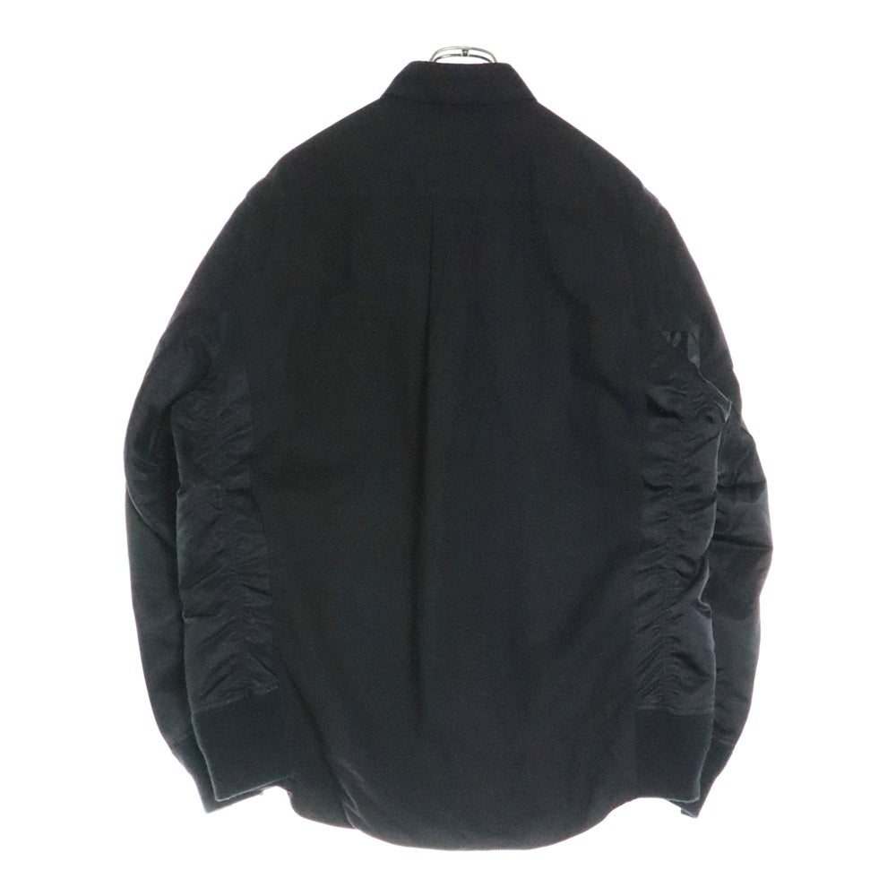 Sacai(サカイ) 20SS Nylon Twill Cotton Shirt ナイロンツイル MA-1 ブルゾン ドッキング コットン ロングスリーブ 長袖シャツ ブラック 20-02357M