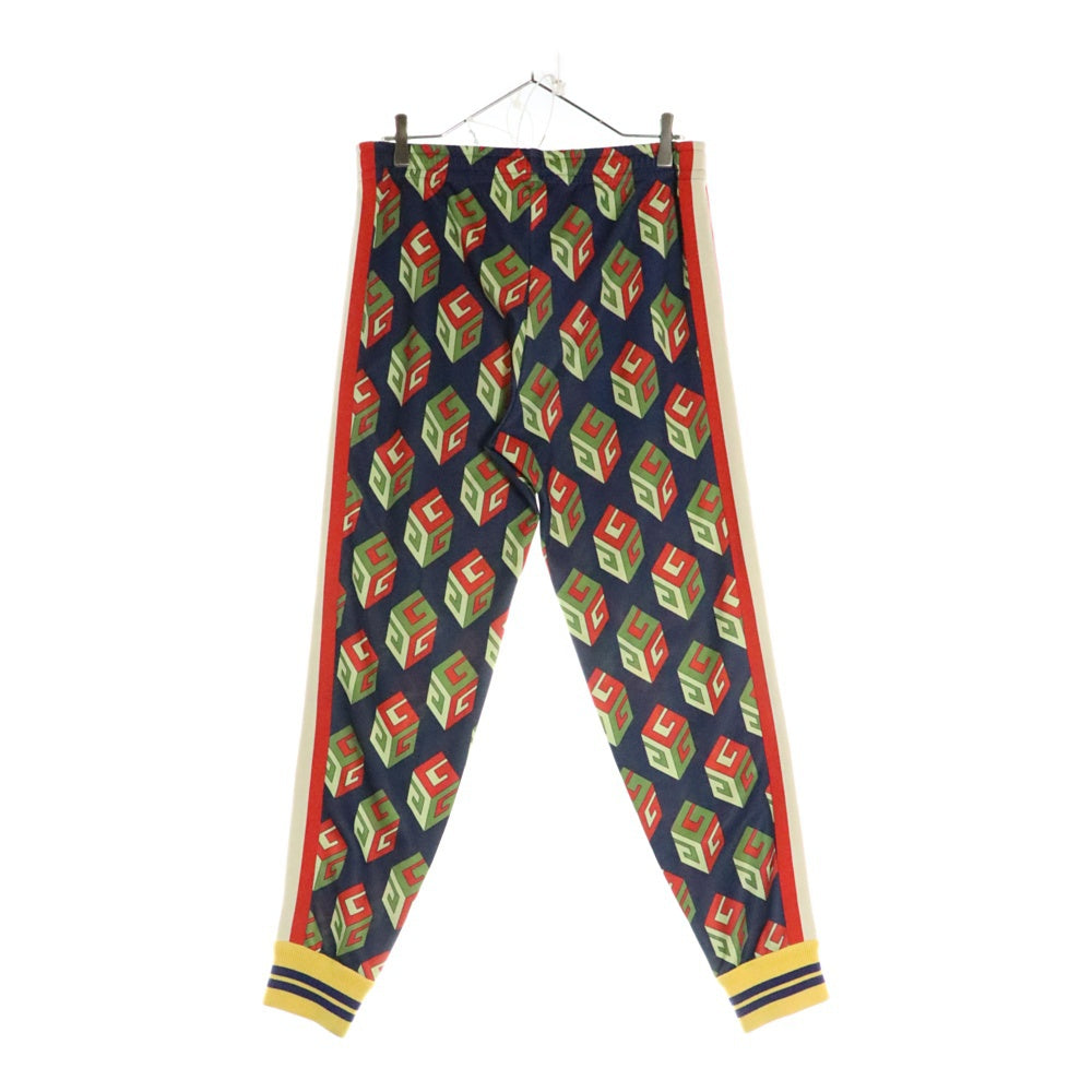 GUCCI(グッチ) 17SS Gキューブ 総柄プリント スウェット トラック ジョガーパンツ ネイビー 475361