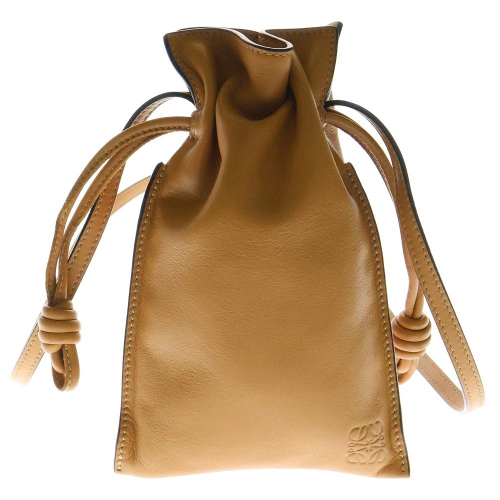 LOEWE(ロエベ) アナグラム フラメンコポケット ショルダーバッグ 巾着バッグ ライトブラウン レザー
