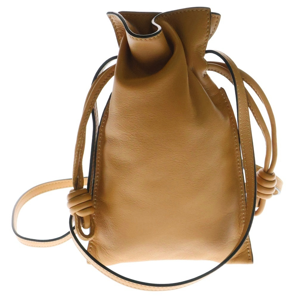 LOEWE(ロエベ) アナグラム フラメンコポケット ショルダーバッグ 巾着バッグ ライトブラウン レザー