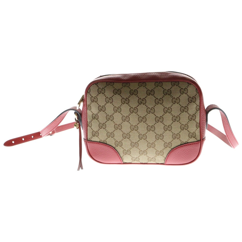 GUCCI(グッチ) GGキャンバス ショルダーバック ベージュ×レッド ゴールド金具 449413