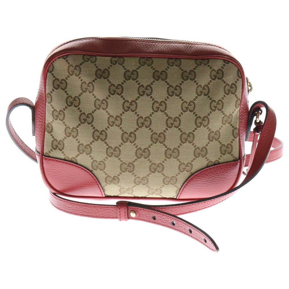 GUCCI(グッチ) GGキャンバス ショルダーバック ベージュ×レッド ゴールド金具 449413