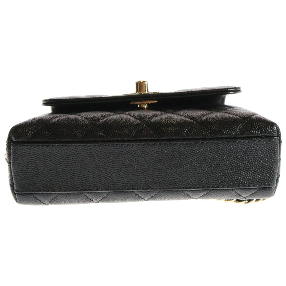 CHANEL(シャネル) ココハンドル エクストラ ミニ ココマーク キャビアスキン レザー 2WAY ハンド チェーンショルダーバッグ ゴールド金具 ブラック