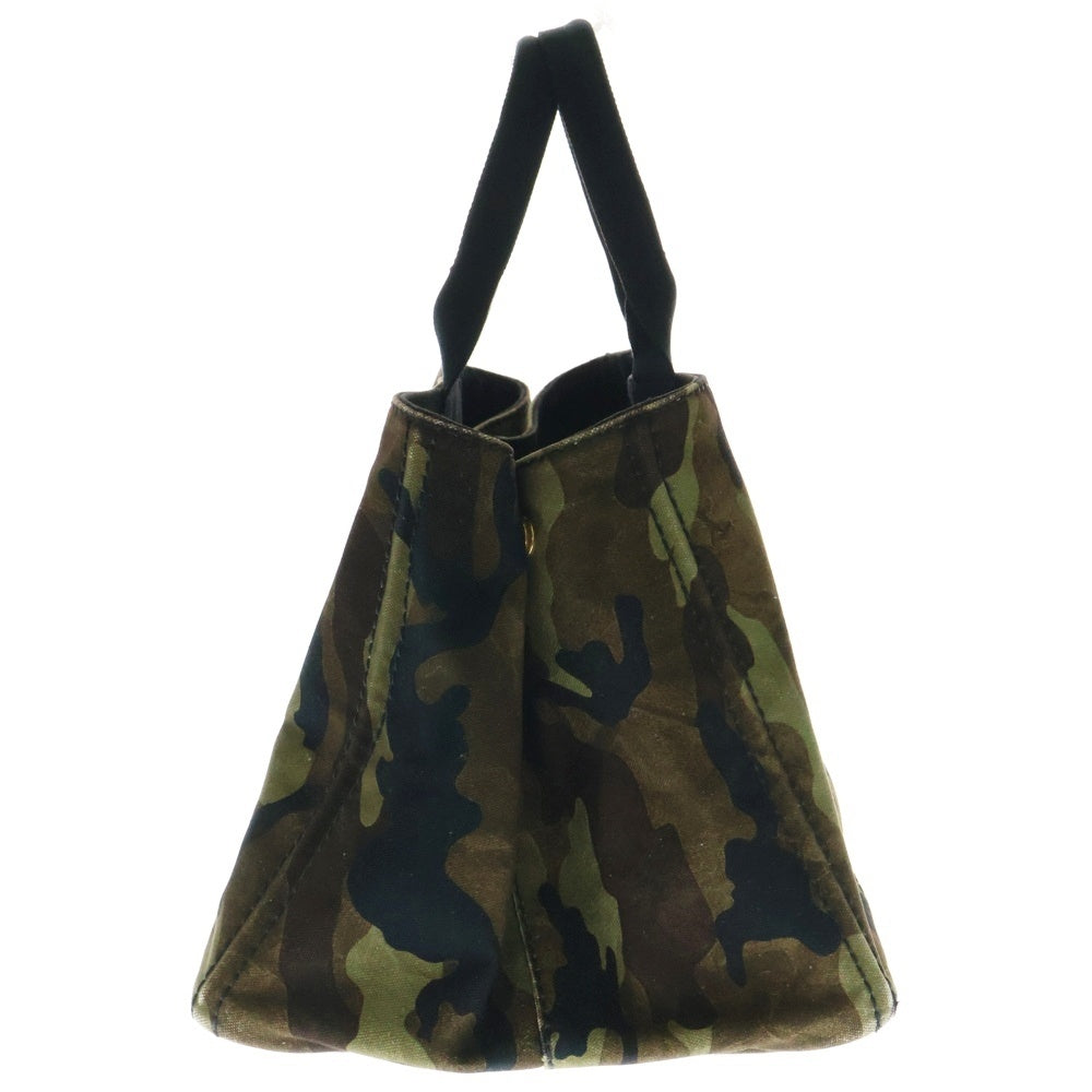 PRADA(プラダ) カナパトートバック ハンドバッグ キャンバス カーキ グリーン ゴールド金具 迷彩 BN2020
