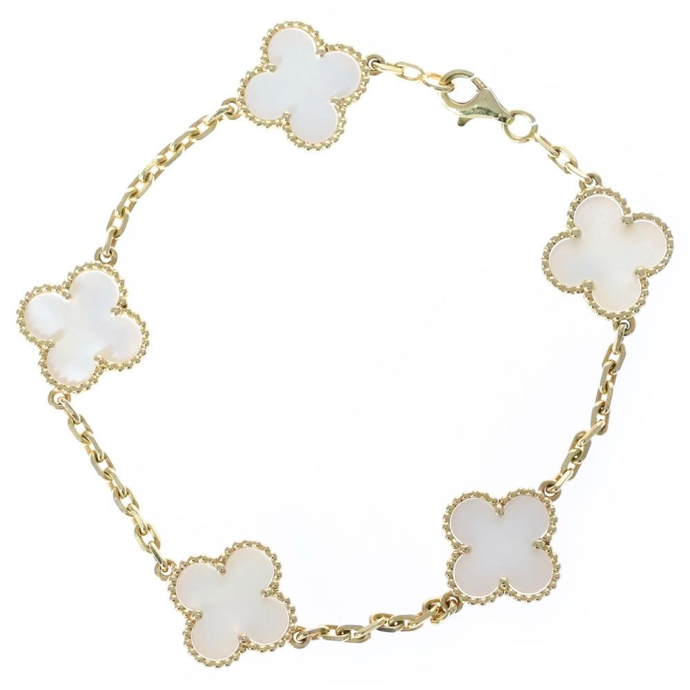Van Cleef & Arpels(ヴァンクリーフアンドアーペル) ヴィンテージアルハンブラ ブレスレット 5モチーフ マザーオブパール イエローゴールド Au750YG VCARA41800 ジュエリー アクセサリー