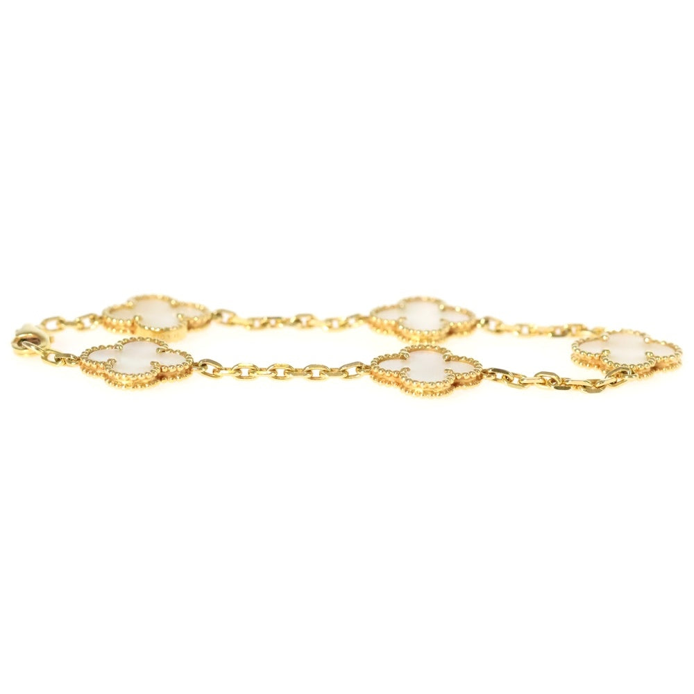 Van Cleef & Arpels(ヴァンクリーフアンドアーペル) ヴィンテージアルハンブラ ブレスレット 5モチーフ マザーオブパール イエローゴールド Au750YG VCARA41800 ジュエリー アクセサリー