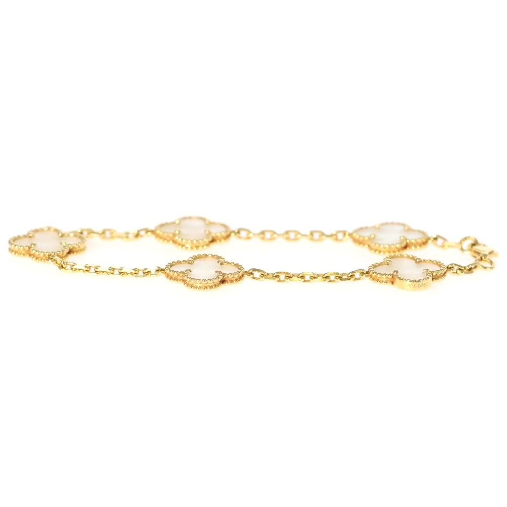 Van Cleef & Arpels(ヴァンクリーフアンドアーペル) ヴィンテージアルハンブラ ブレスレット 5モチーフ マザーオブパール イエローゴールド Au750YG VCARA41800 ジュエリー アクセサリー