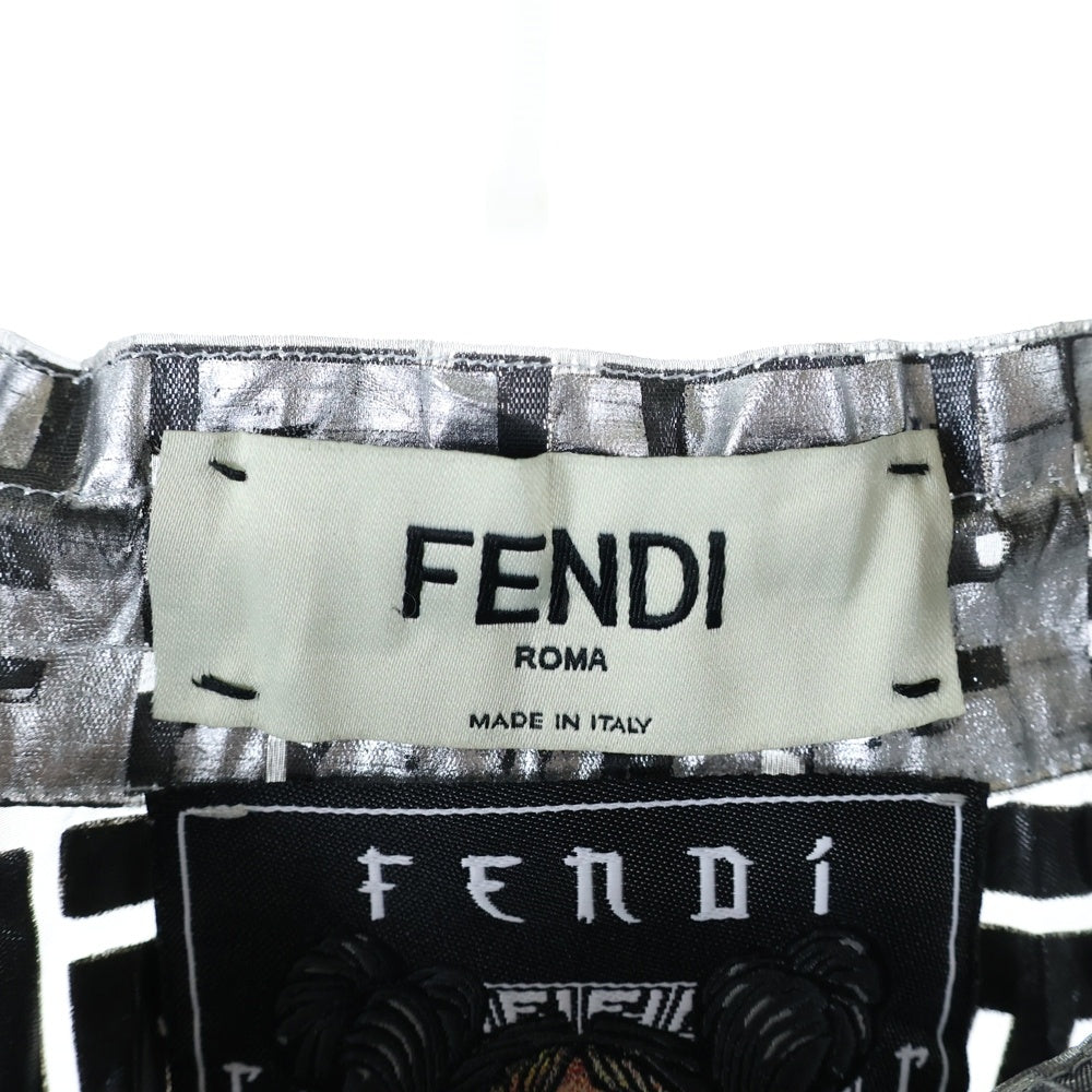 FENDI(フェンディ) ズッカ総柄プリント ホイル プリーツ ロング フレア スカート シルバー レディース FQ7121 A9FE
