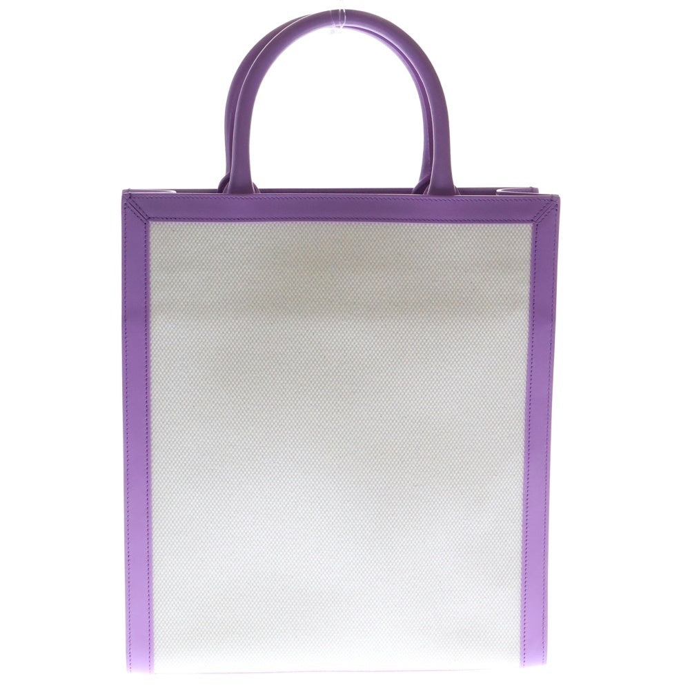 CELINE(セリーヌ) バーティカル カバ トートバッグ パープル×ホワイト コットン レザー