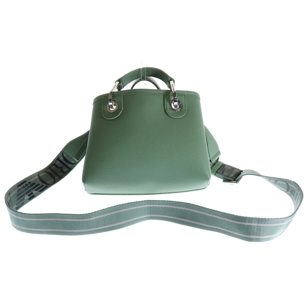 EMPORIO ARMANI(エンポリオアルマーニ) MyEA ショッパー ディア ロゴプリント スモール レザー 2WAY ハンド ショルダーバッグ シルバー金具 グリーン Y3D166 YF05E