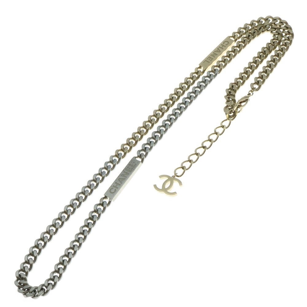 CHANEL(シャネル) ココマーク プレートロゴチェーンロングネックレス シルバー/ゴールド