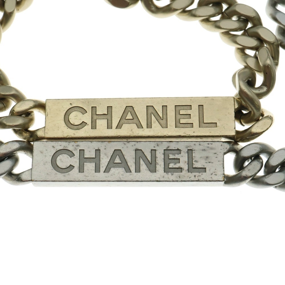 CHANEL(シャネル) ココマーク プレートロゴチェーンロングネックレス シルバー/ゴールド