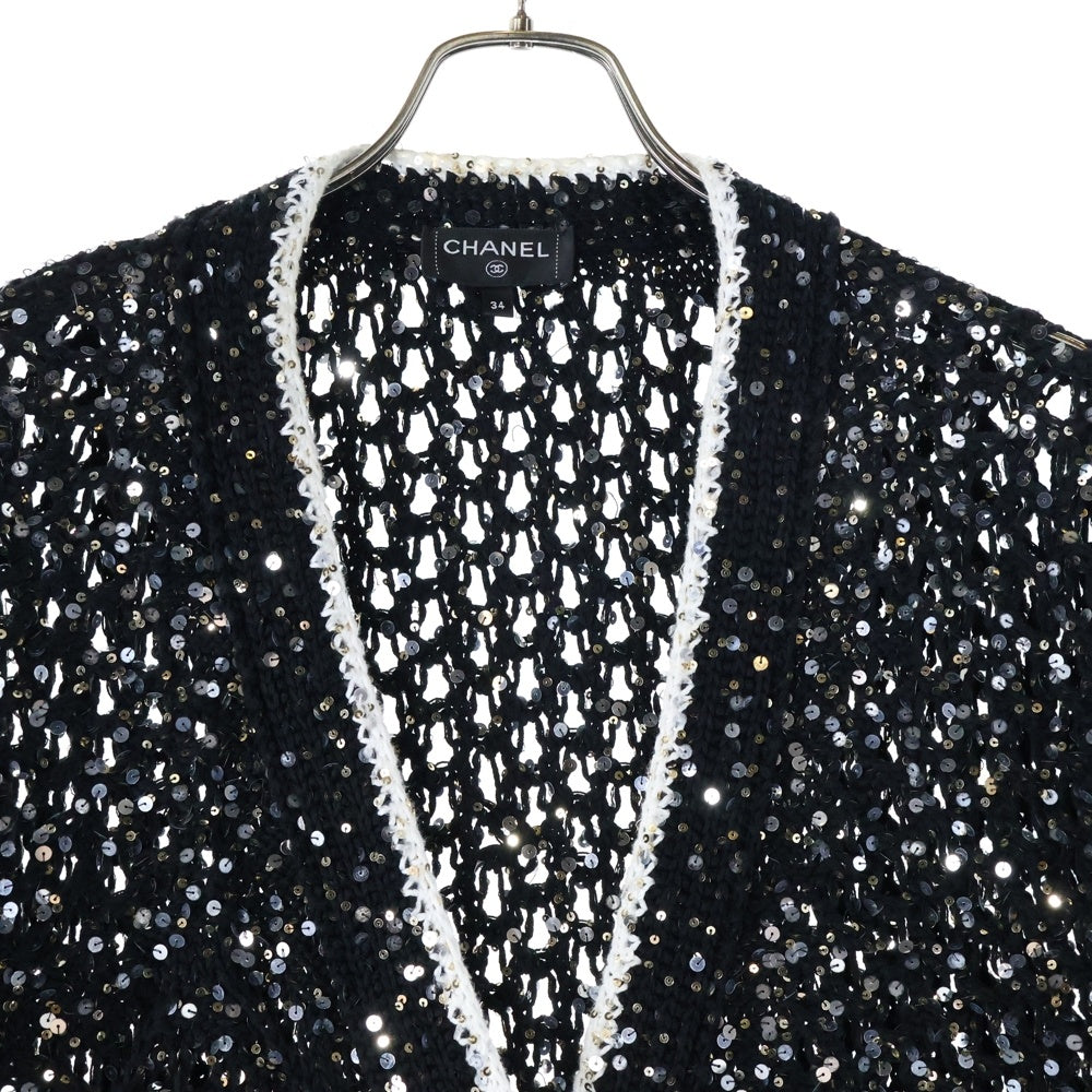 CHANEL(シャネル) ココマークボタン スパンコール コットンニット カーディガン ブラック P75060K10768