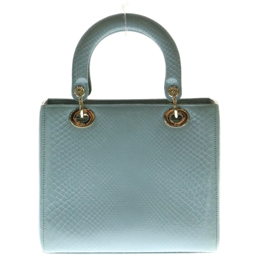 Christian Dior(クリスチャンディオール) レディディオール カルングレザー ハンドバッグ ショルダーバッグ ミニバッグ ライトブルー グレー ゴールド金具