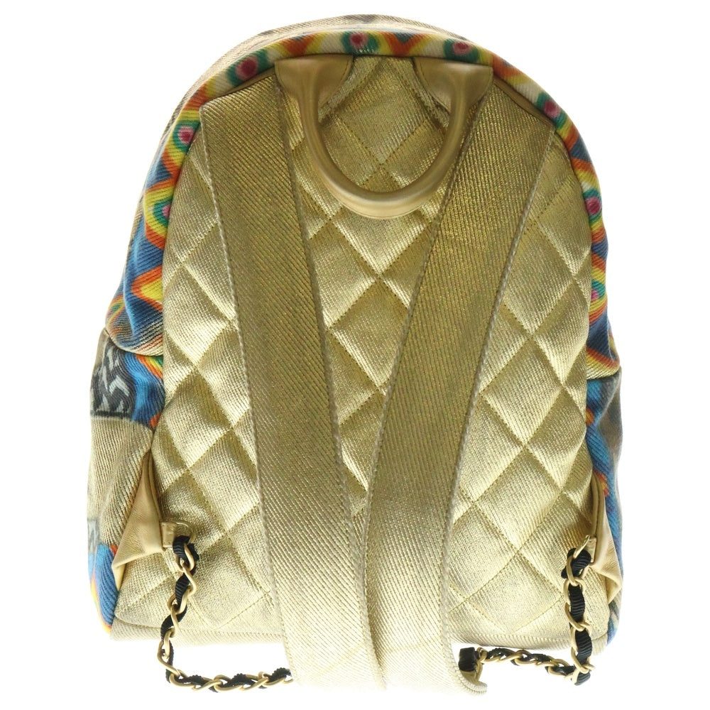 CHANEL(シャネル) ココマーク グラフィティ バックパック リュックサック ゴールド マルチカラー キャンバス AS0867