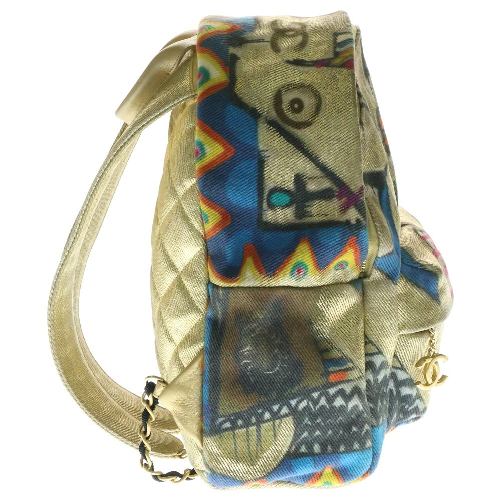 CHANEL(シャネル) ココマーク グラフィティ バックパック リュックサック ゴールド マルチカラー キャンバス AS0867
