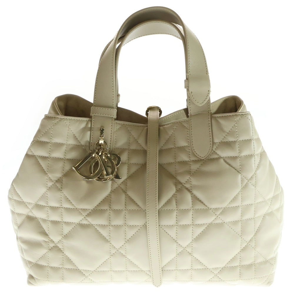 Christian Dior(クリスチャンディオール) マクロカナージュ ミディアム カーフスキン レザーハンドバッグ ベージュ