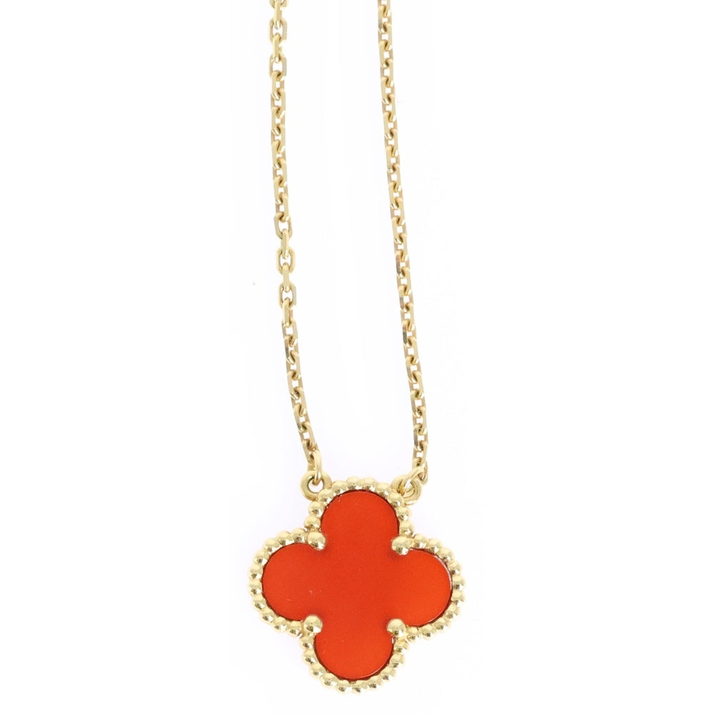Van Cleef & Arpels(ヴァンクリーフアンドアーペル) ヴィンテージアルハンブラ カーネリアン ネックレス Au750 YG イエローゴールド VCARD38500 ジュエリー