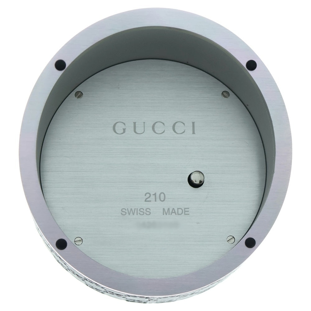 GUCCI(グッチ) GGロゴ 電池式 黒文字盤レザー置時計 ウォッチ ブラウン/シルバー YC210008