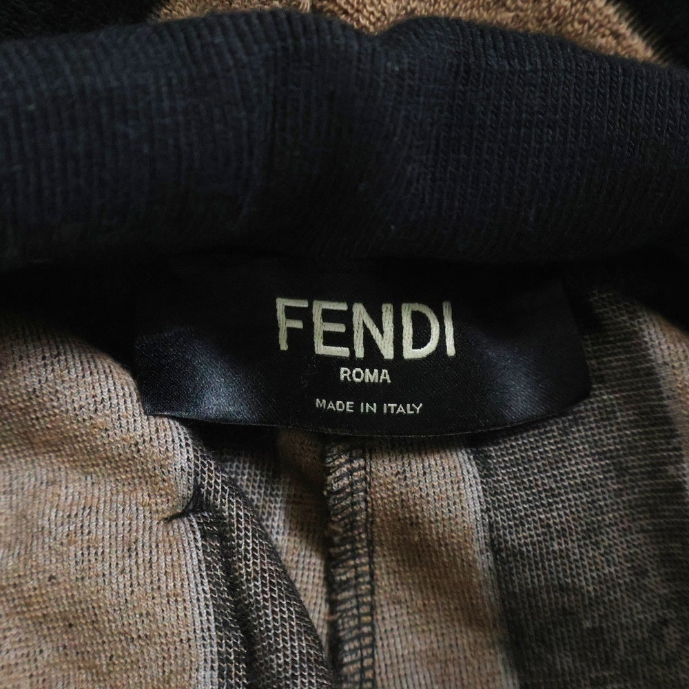 FENDI(フェンディ) 24SS FFロゴプレート ストライプ総柄 コットン パイル生地 ハーフ ショートパンツ ショーツ ブラック/ブラウン FB0689 ARYQ