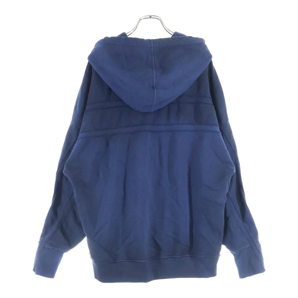 FENDI(フェンディ) 24AW ウォッシュ加工 メタルロゴプレート カットオフ プルオーバースウェットパーカー フーディー ネイビー FY1253 APM7