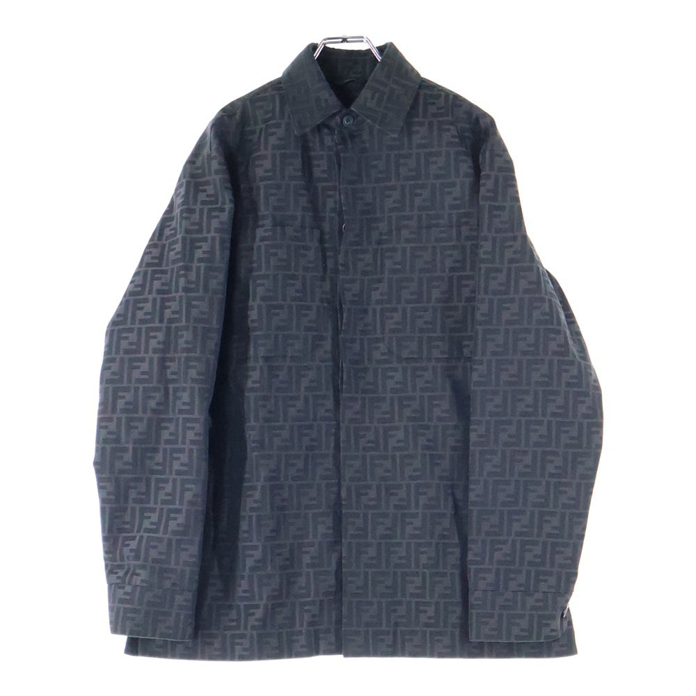 FENDI(フェンディ) 23AW ズッカ総柄ジャガード 比翼ボタン シャツジャケット チャコールグレー FW1141 A5WJ