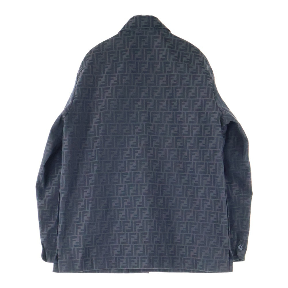FENDI(フェンディ) 23AW ズッカ総柄ジャガード 比翼ボタン シャツジャケット チャコールグレー FW1141 A5WJ
