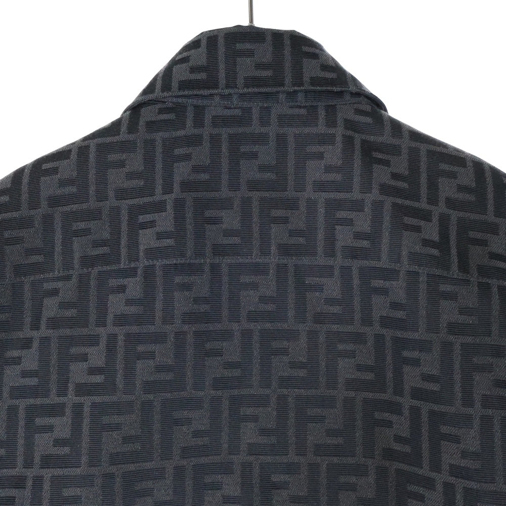 FENDI(フェンディ) 23AW ズッカ総柄ジャガード 比翼ボタン シャツジャケット チャコールグレー FW1141 A5WJ