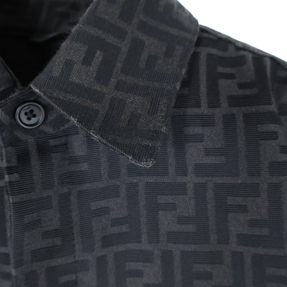 FENDI(フェンディ) 23AW ズッカ総柄ジャガード 比翼ボタン シャツジャケット チャコールグレー FW1141 A5WJ