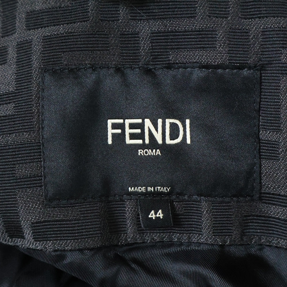 FENDI(フェンディ) 23AW ズッカ総柄ジャガード 比翼ボタン シャツジャケット チャコールグレー FW1141 A5WJ