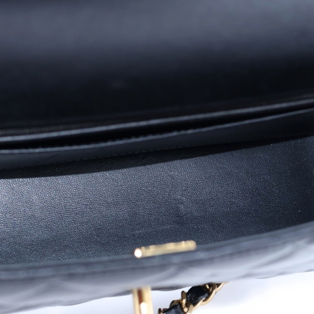 CHANEL(シャネル) ココマーク ミニフラップ マトラッセ ラムスキン 2WAY レザーパールチェーンショルダーバッグ ハンドバッグ ブラック レディース