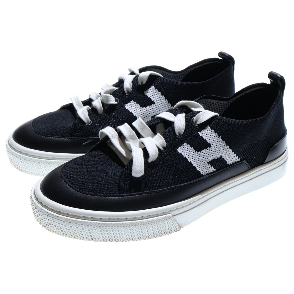 HERMES(エルメス) ディープ Hロゴ ニット レースアップ ローカットシューズ スニーカー ブラック/ホワイト レディース