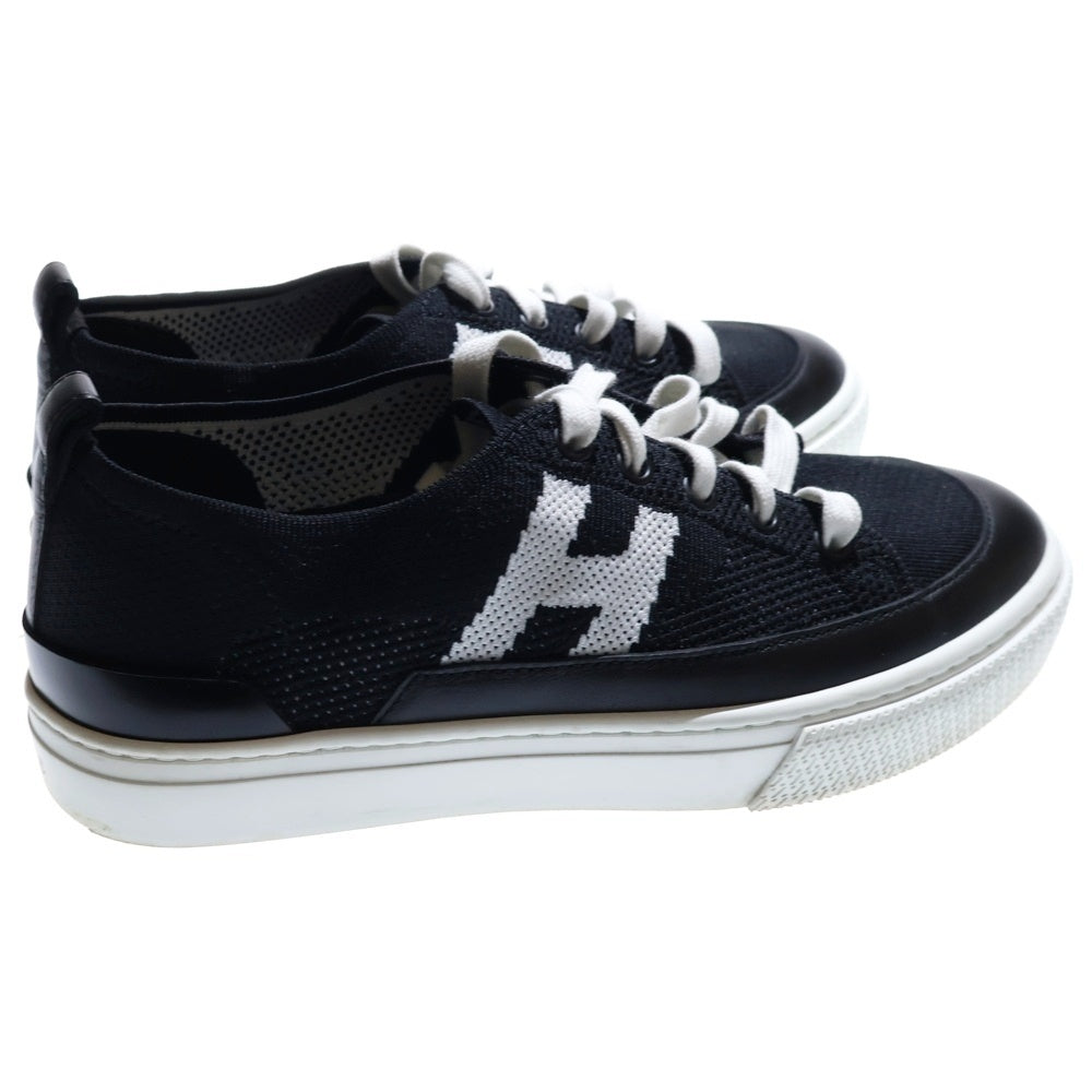 HERMES(エルメス) ディープ Hロゴ ニット レースアップ ローカットシューズ スニーカー ブラック/ホワイト レディース